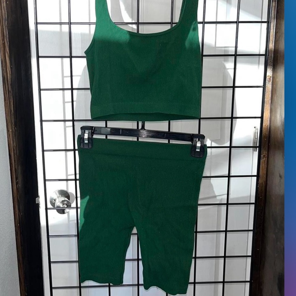 Zara Matching Ribbed Biker Short Set